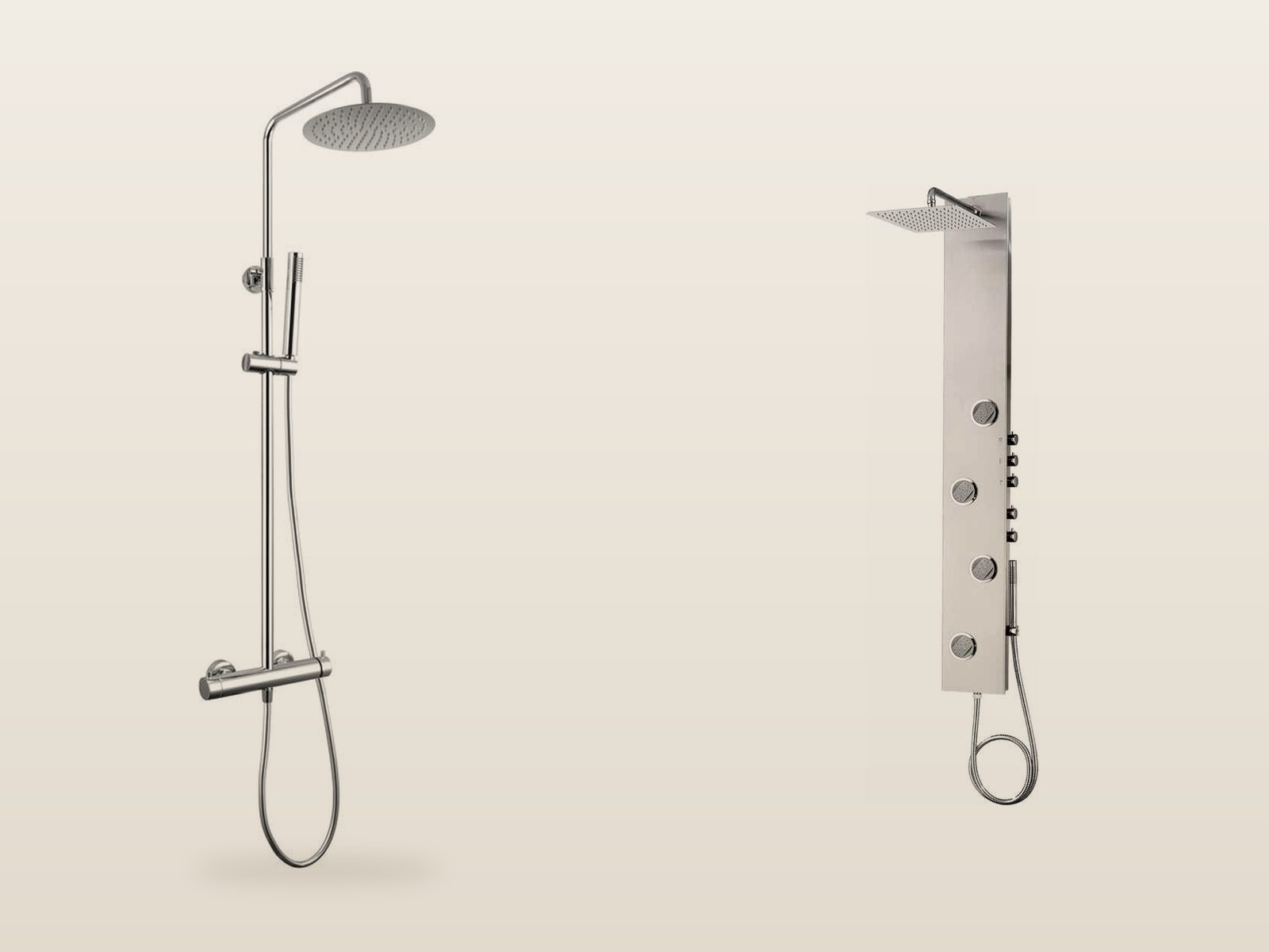 Colonna doccia con asta telescopica e pannello doccia in acciaio inox
