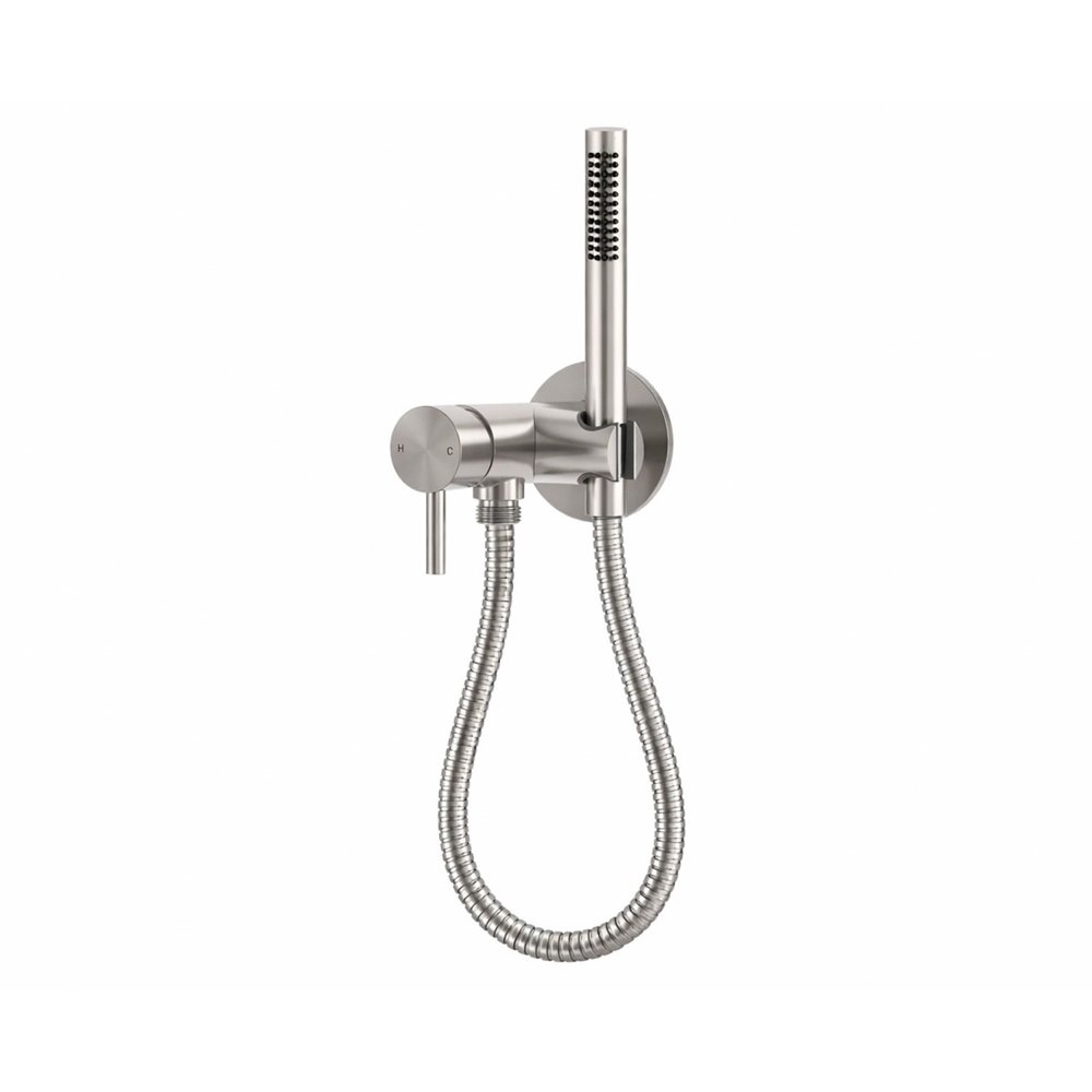 Set miscelatore con attacco e doccetta inox satinato