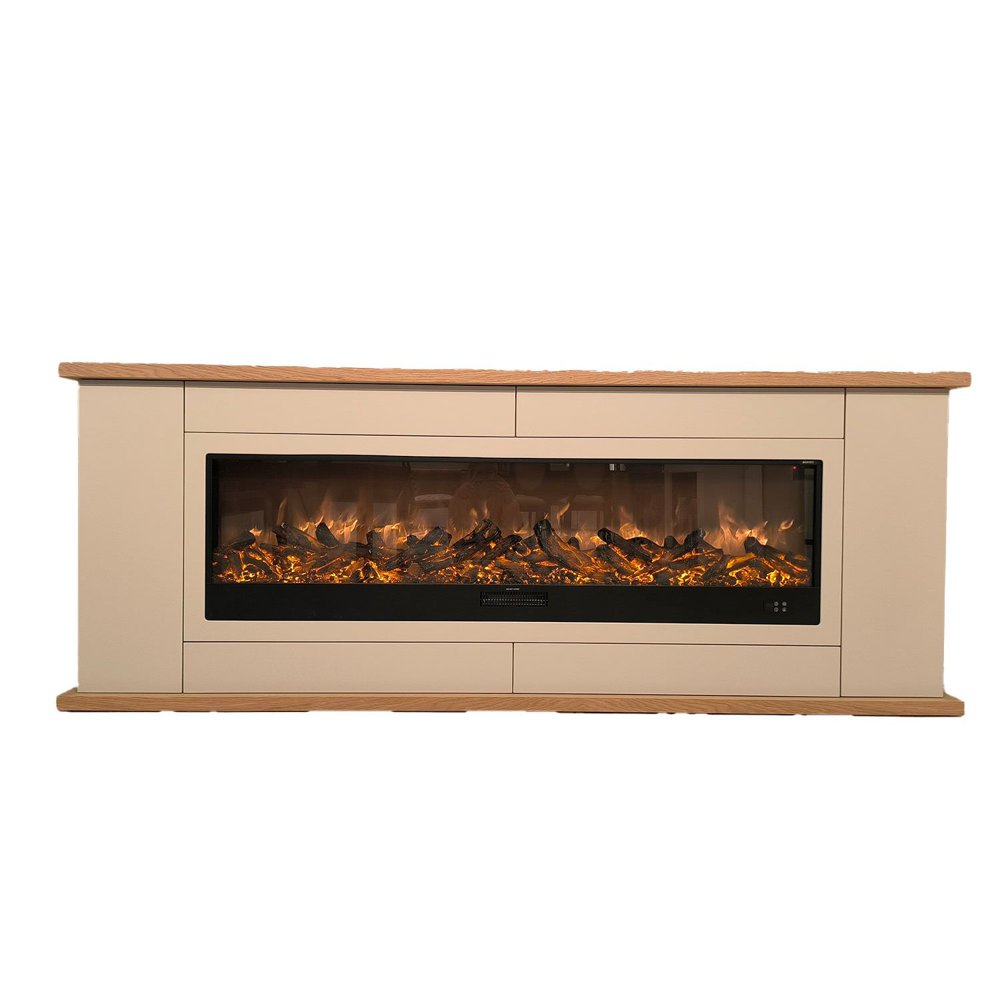 Mobile con caminetto elettrico Desio Amiata 180 grigio e rovere