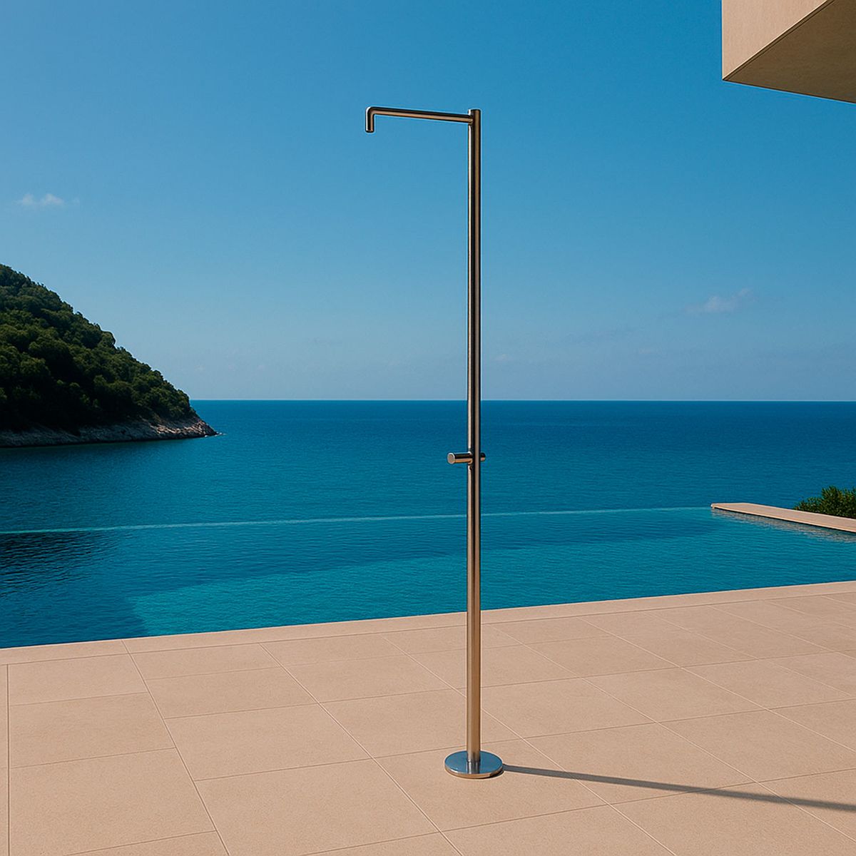 Doccia Monocolo con temporizzatore inox satinato – foto ambientata