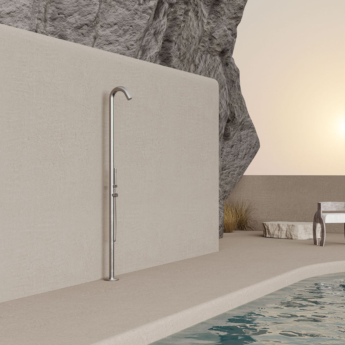 Doccia da esterno Alghero inox satinato – foto ambientata