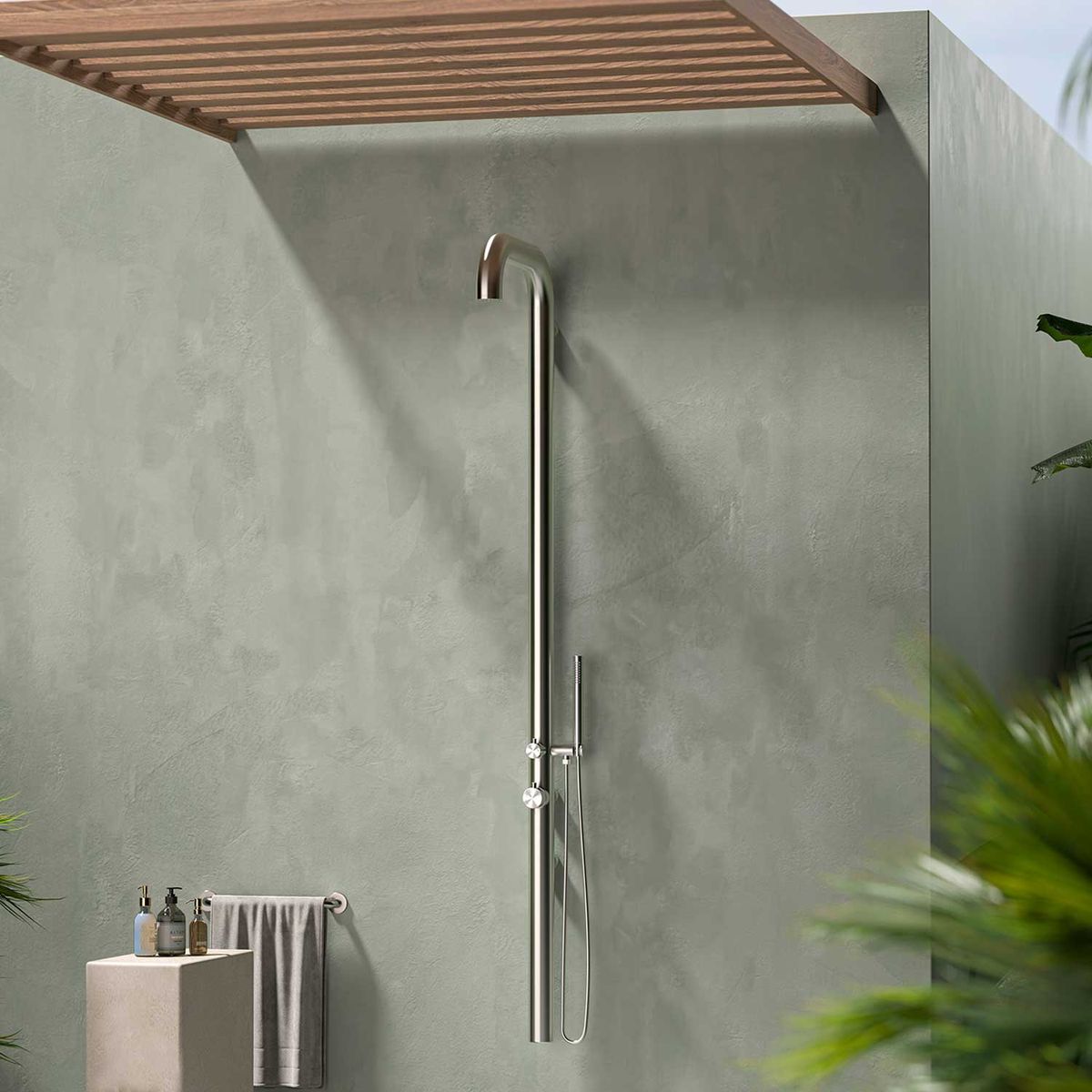 Doccia a parete Chia inox satinato – foto ambientata