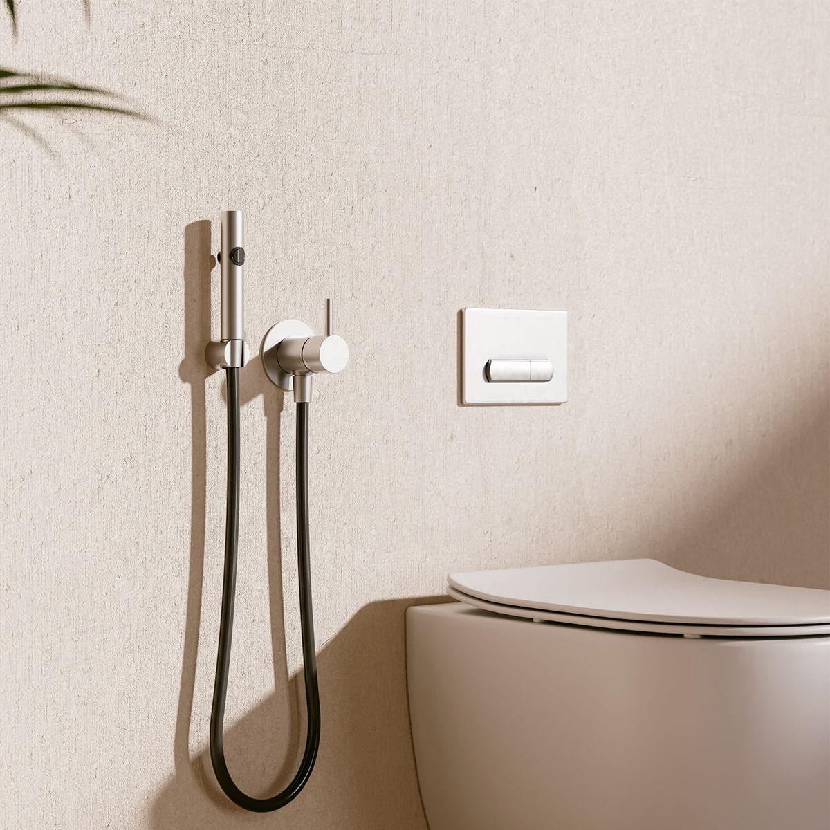 Set doccetta igienica con flessibile inox satinato – foto ambientata