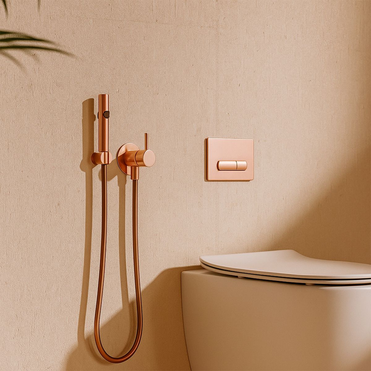 Set doccetta igienica con flessibile oro rosa – foto ambientata