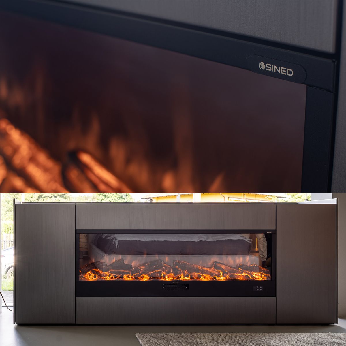 Caminetto elettrico Vulture 150 nero – foto ambientata