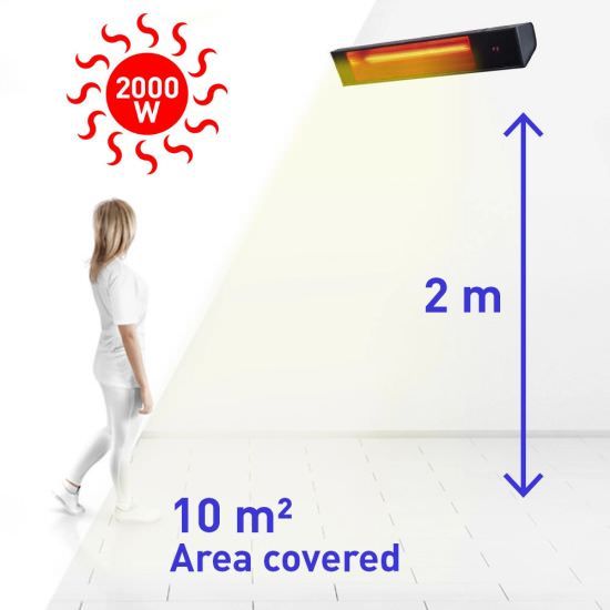 Riscaldatore a infrarossi Caldo Vetro nero 2000 W nero – foto prodotto