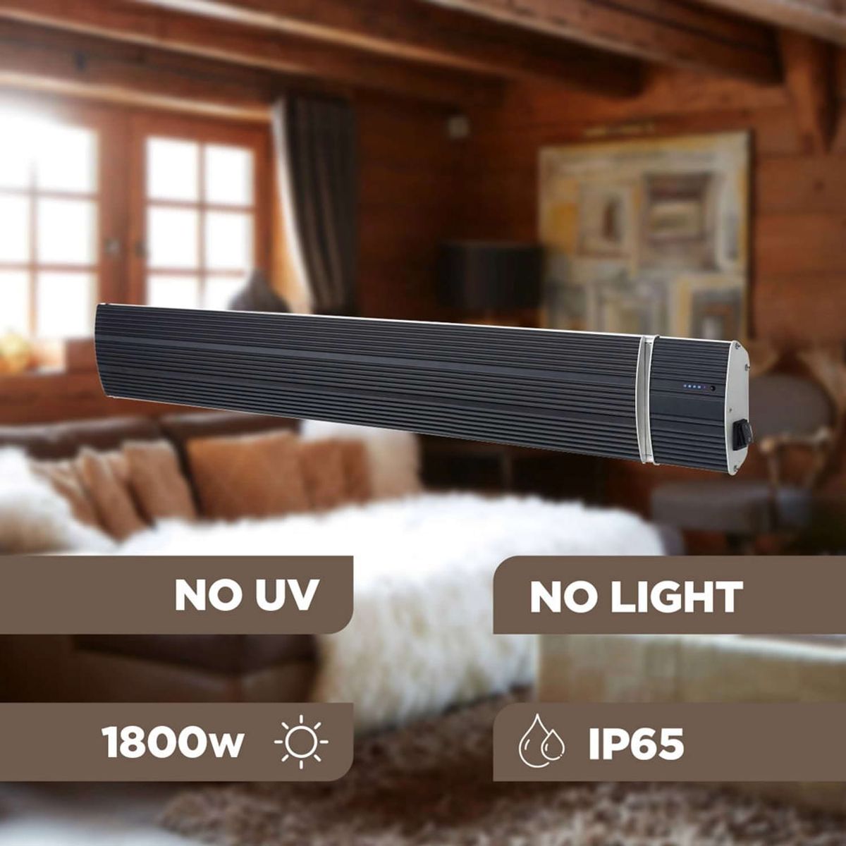 Pannello radiante a infrarossi Calore 1800 W Wi-Fi nero – foto ambientata