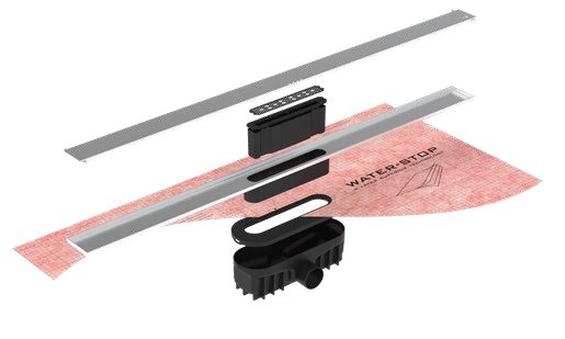 Kit doccia a filo pavimento EVOLUX TRYPHON con canalina LISA 80 cm