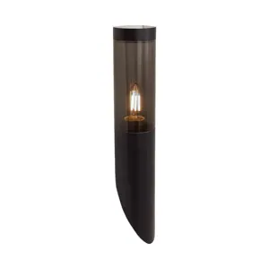 Paletto lampada da giardino Porta faretto E27 (76mmx365x236mm) fumé plastica /SS corpo nero IP44