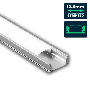 Kit profilo per Strip LED con diffusore alluminio 2000* 17.4*7mm copertura opale