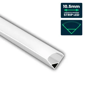 Profilo angolare per Strip LED fino a 10.5mm, alluminio bianco con copertura opaca 2000x15.8x15.8mm