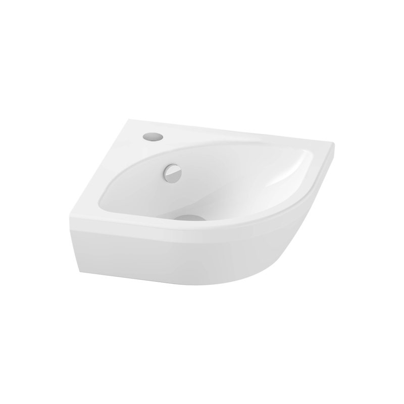 Integra Round – Lavamani angolare, 40 cm bianco lucido