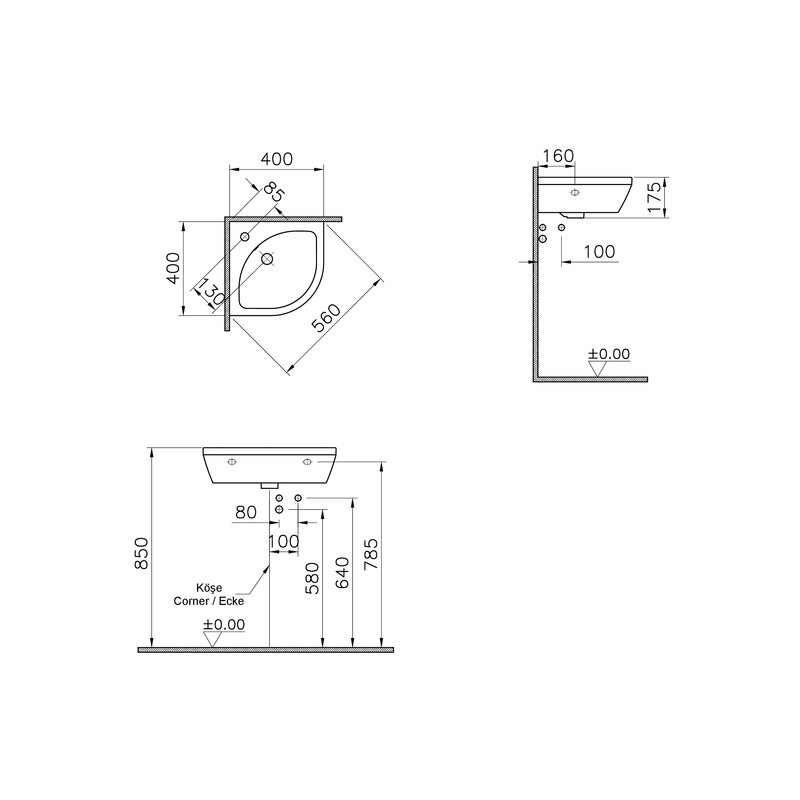 Integra Round – Lavamani angolare, 40 cm foto 3