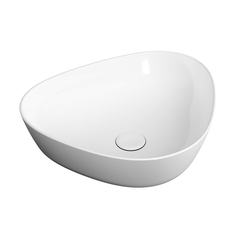 Plural – Catino Triangular Basso, 47 cm bianco lucido