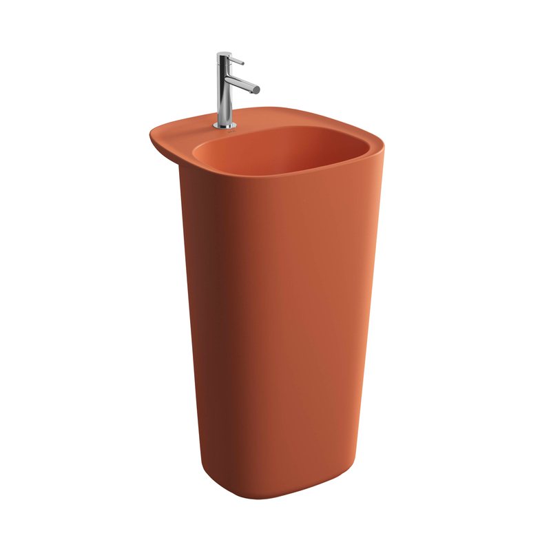 Plural – Lavabo Monoblocco, 50 cm terra rossa opaco