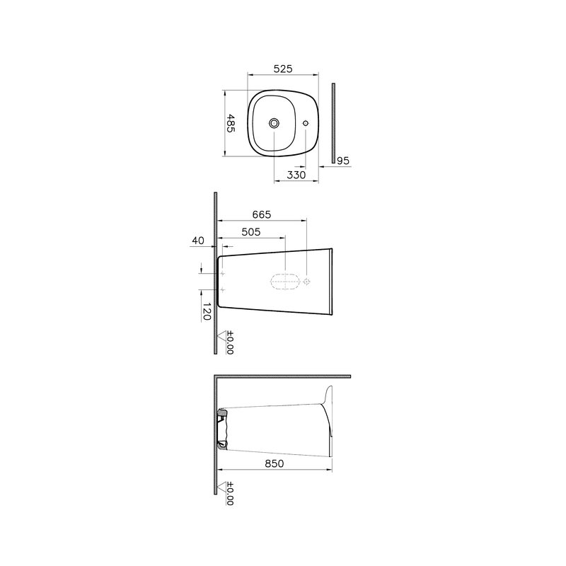 Plural – Lavabo Monoblocco, 50 cm foto 2