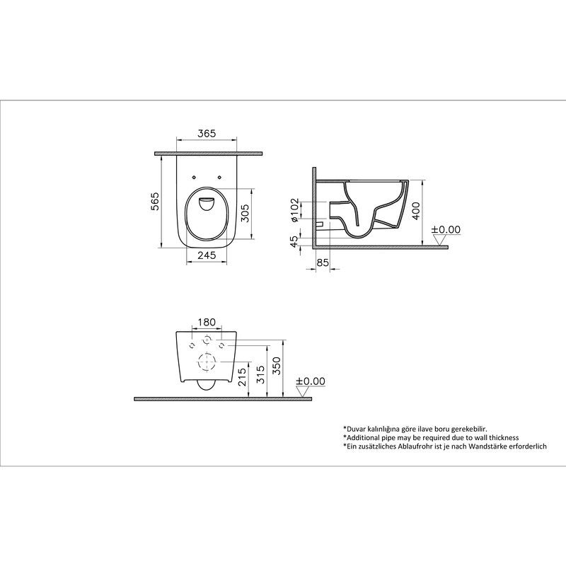Metropole Square – Vaso sospeso QuantumFlush, 56 cm foto 2