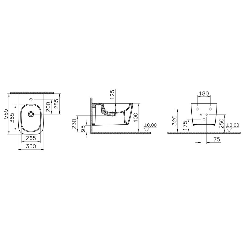 Metropole Square – Bidet sospeso, 56 cm foto 2